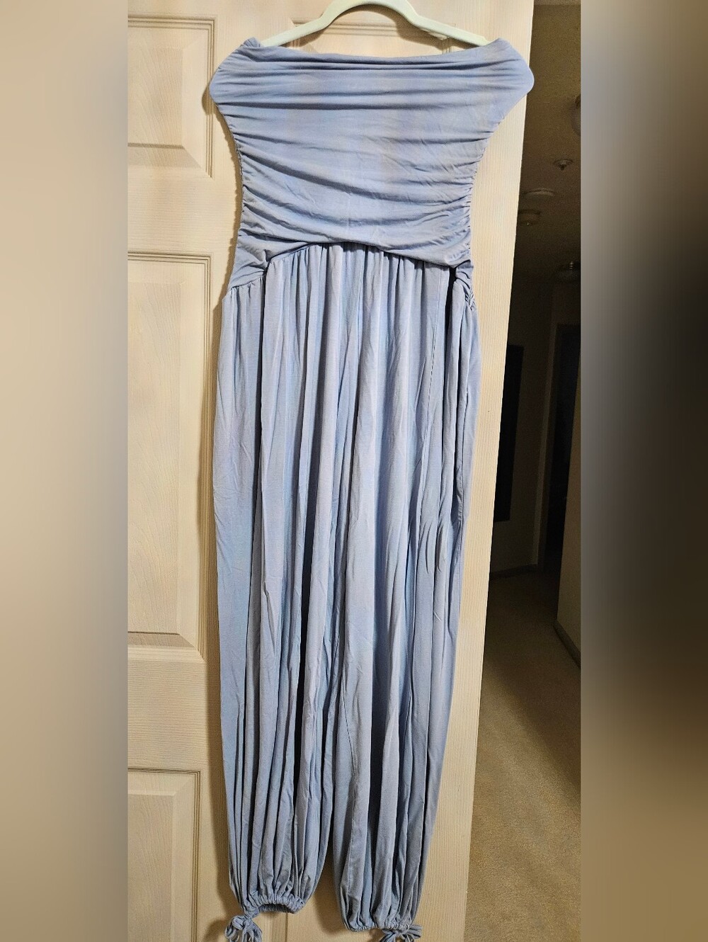 Light Blue Strapless Maxi Jumpsuit